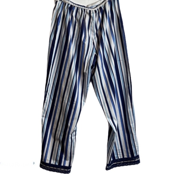 Julianna Rae Spring 2 Piece Blue Striped Pajama Set Large New Without Tags - Picture 5 of 7